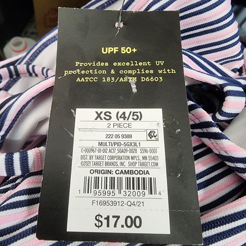 Art Class Bikini Swimsuit Girls XS Pink Navy Stripe NEW - Picture 6 of 6