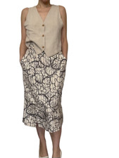 Gianni Versace Vintage Retro RARE Mid-length Floral Silk Skirt, size S