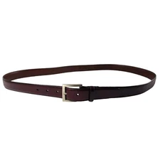 Italian Leather Belt Brown Cognac Silver Toned Buckle Mens Size 48