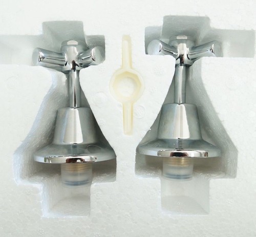 Kitchen / Bath / Shower Tap Spindle Set With Chrome Tap Handles & Chrome Flanges - Picture 4 of 10