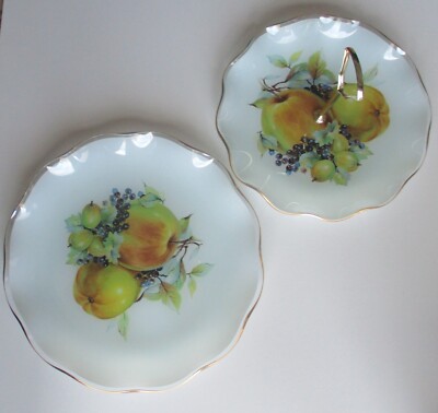 Vintage Servierplatten mit Obstmuster aus Glas