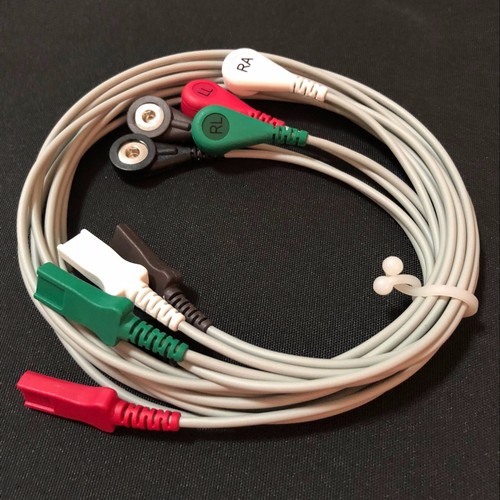 1set General ECG Leadwire Set 5 fili LL-plug AHA Compatibile - Foto 3 di 3