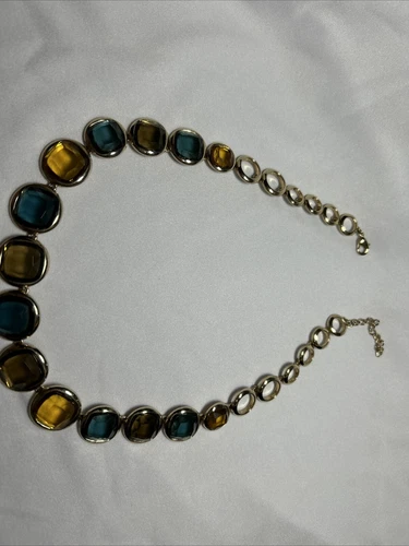 Vintage Gold Tone Choker Necklace Multicolor Costume Jewelry Accessory