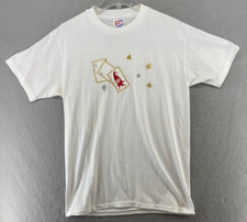 Poker Mens TShirt Medium White USA MADE Embroidered 90s