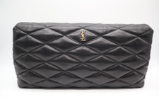 Saint Laurent "sade"puffer Envelope Clutch Bag In Black Leather