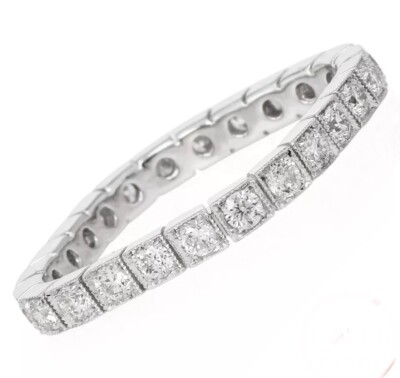 Beny Sofer Diamond 14K Gold Milgrain Square Shank Eternity Band Ring
