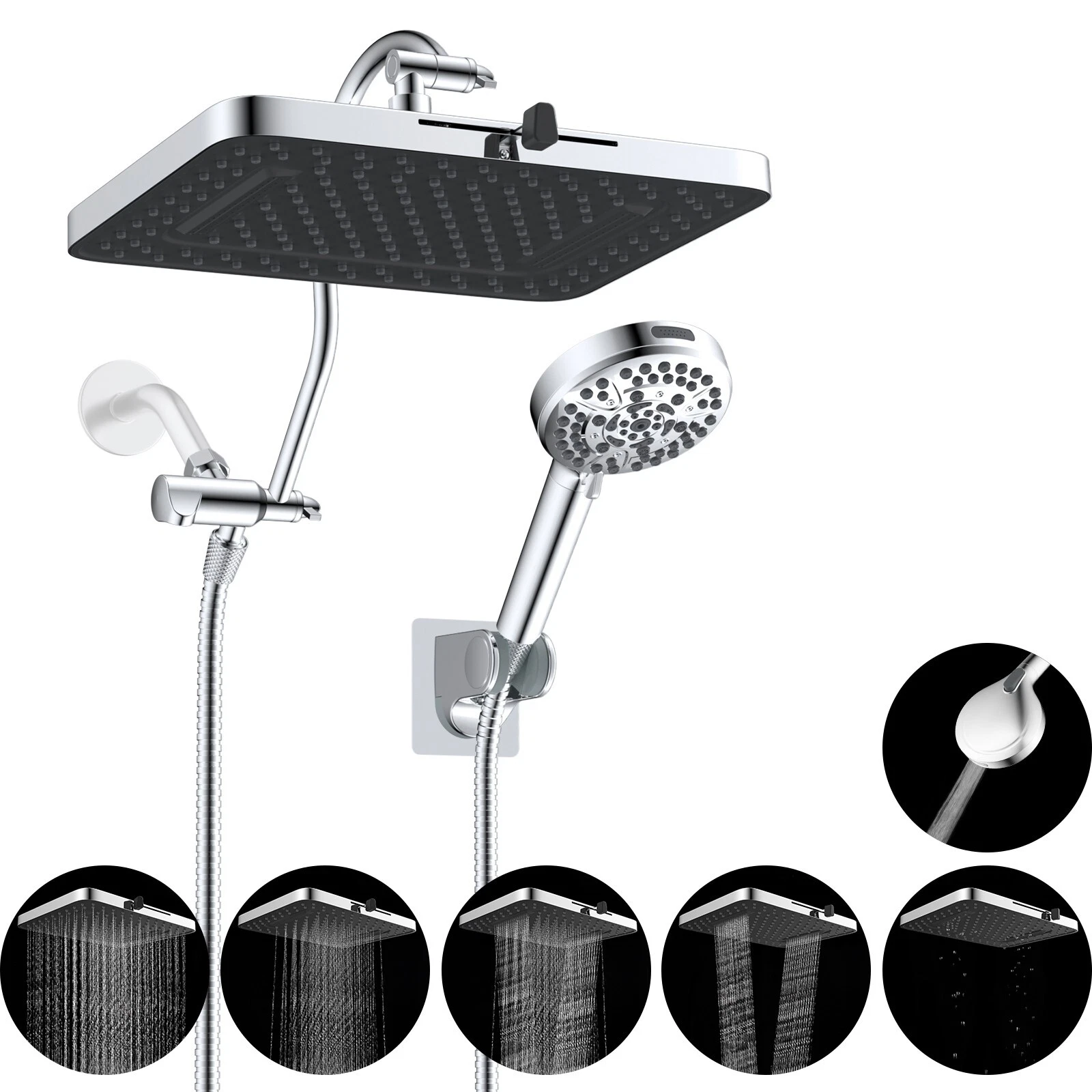 13" Rain Shower Head with Handheld Spray Combo High Pressure Rainfall Showerhead
Opens in a new wind