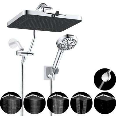 13'' Rain Shower Head with Handheld Spray Combo High Pressure Rainfall Showerhead
