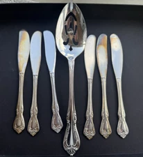 6 Flat Handle Butter Spreader Knives Chalice-Harmony (Silverplate, 1958) Oneida