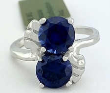 GENUINE 3.70 Cts BLUE SAPPHIRE RING 10K WHITE GOLD - Free Certificate Appraisal