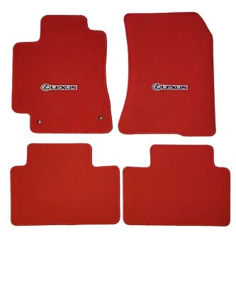 Fit 01-05 Lexus IS300 Red Nylon Floor Mats Carpet W/ Emblem Blk