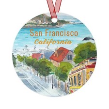 San Diego Round Metal Ornament  California Vacation Travel Gift