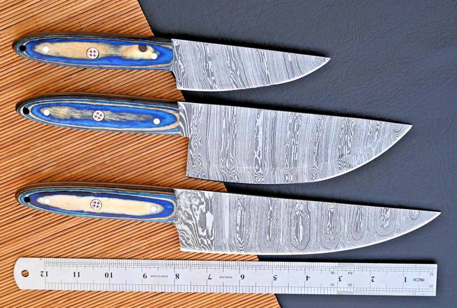 Custom Forged Damascus Steel Chef Kitchen Knife Set 2300