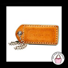 2" Medium COACH Saddle Brown LEATHER Nickel Key Fob Bag Charm Keychain Hang Tag