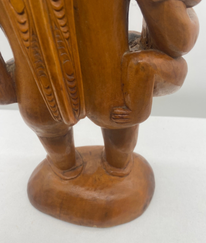 South Pacific Oceanic Hand Carved Solid Wood Vintage Statue Cowrie Shell Eyes - Picture 9 of 24