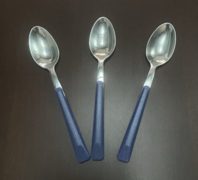ABERT SET 3 KAFFEELÖFFEL AUS STAHL UND KUNSTSTOFF BLAU MADE IN ITALY