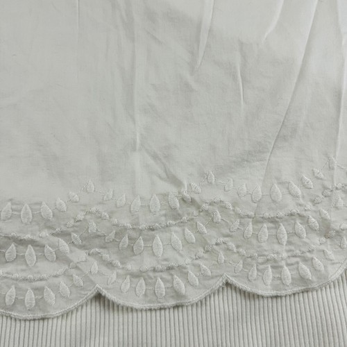 UNIQLO Sm Womens White Cotton Blouse Embroidered Boat Neck 3/4 Sleeve - Picture 9 of 11