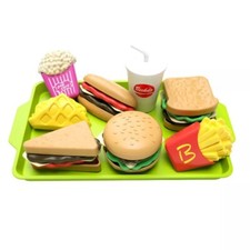 Kids Fast Food Play Set - Pretend Restaurant Kitchen Toys - Burger, Fries, Play