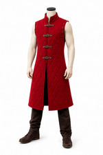 Medieval Red Gambeson Sleeveless Padded Armor Vest LARP SCA Reenactment