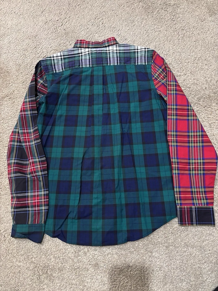 Ralph Lauren Youth XL 18 20 多色拼布格子纽扣衬衫 — 第 4/4 张图片