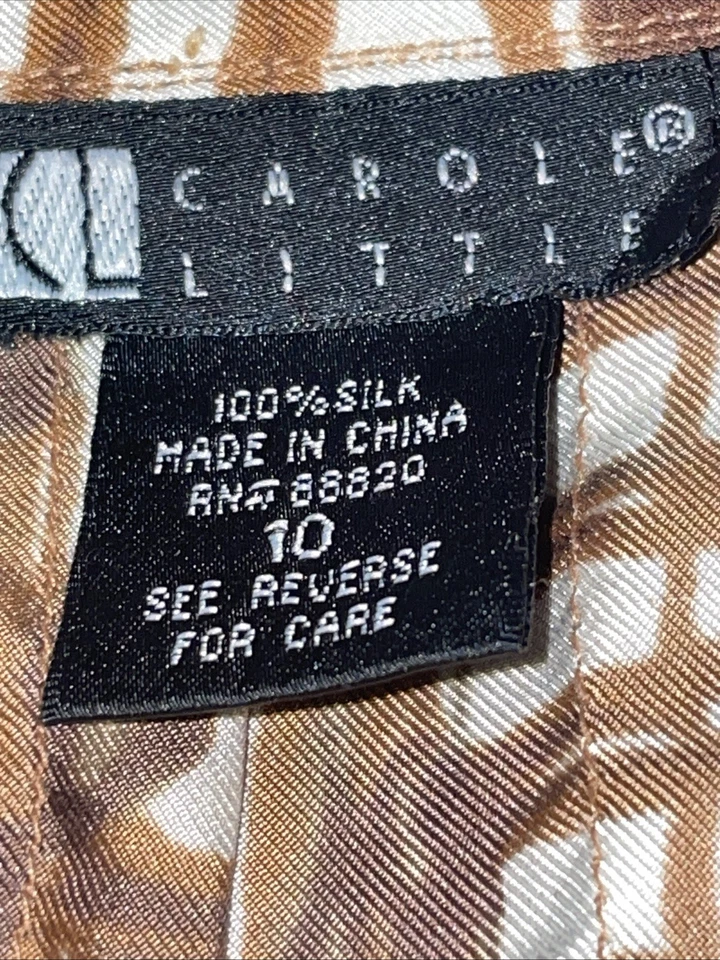 Carol Little Silk Skirt Womens Size 10 Boho Earthy Artisan Retro Abstract Career - Image 4 of 4