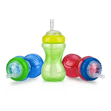 Nuby No-Spill Sippy Cup with Flex Straw - 3-Pack 10-Ounce Bottles - Sippy Cups