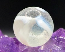 Vintage Peltier Glass CLEAR NLR Marble - White  Bubbly - .61" Very Good 