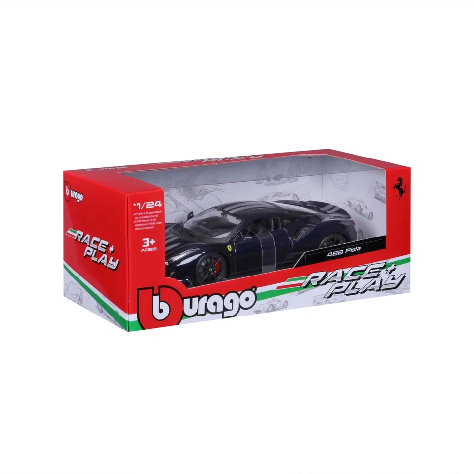 Modello auto Bburago Ferrari 488 Pista, nera Scala 1:24 (18-26026) Idea regalo - Immagine 4 di 4