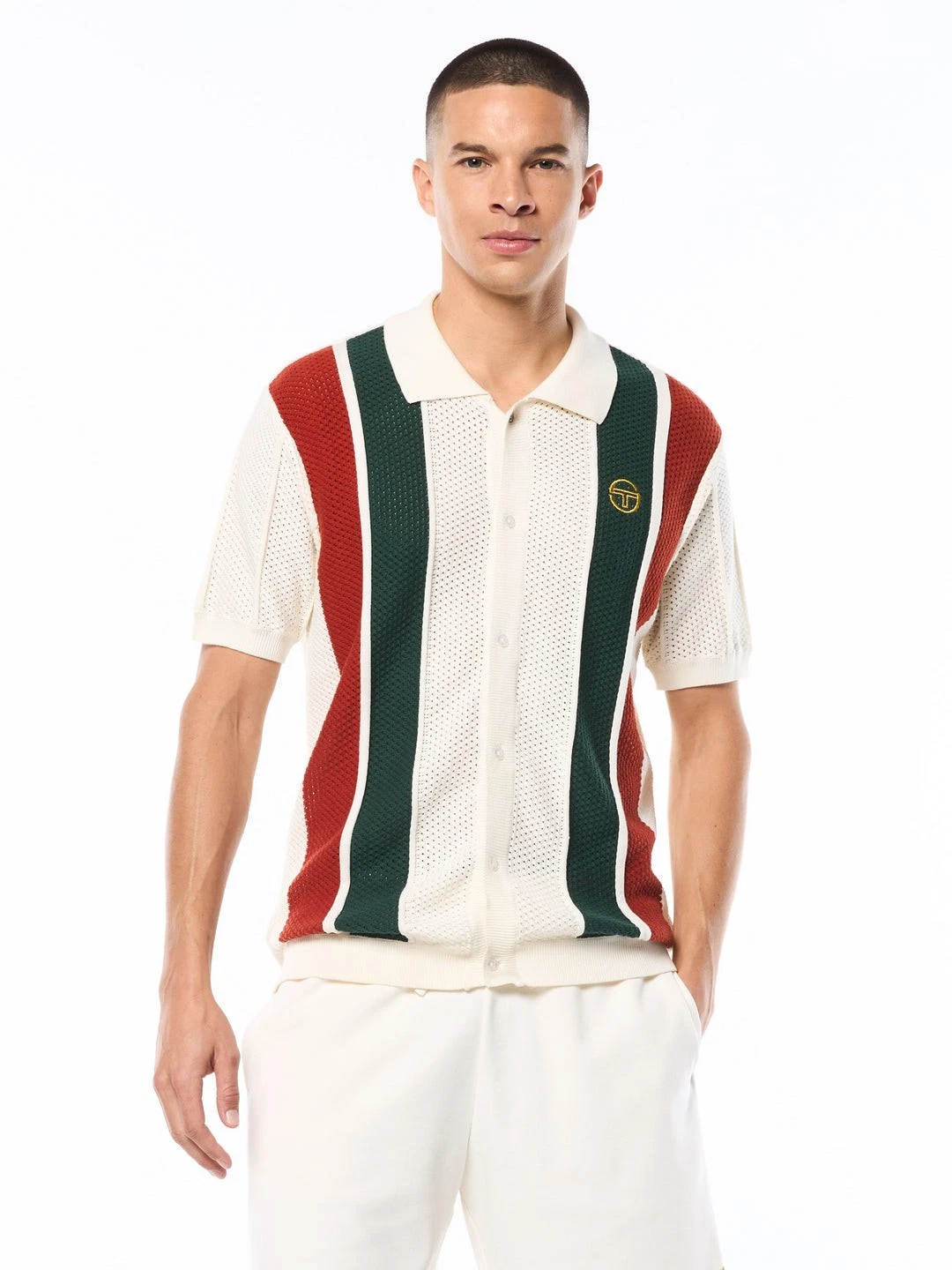 Sergio Tacchini Montell Knit Polo Stripe Short Sleeve Vintage Retro Summer Top
Opens in a new window