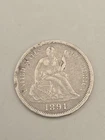 1891 Seated Liberty Silver Dime 10c - Philadelphia Mint