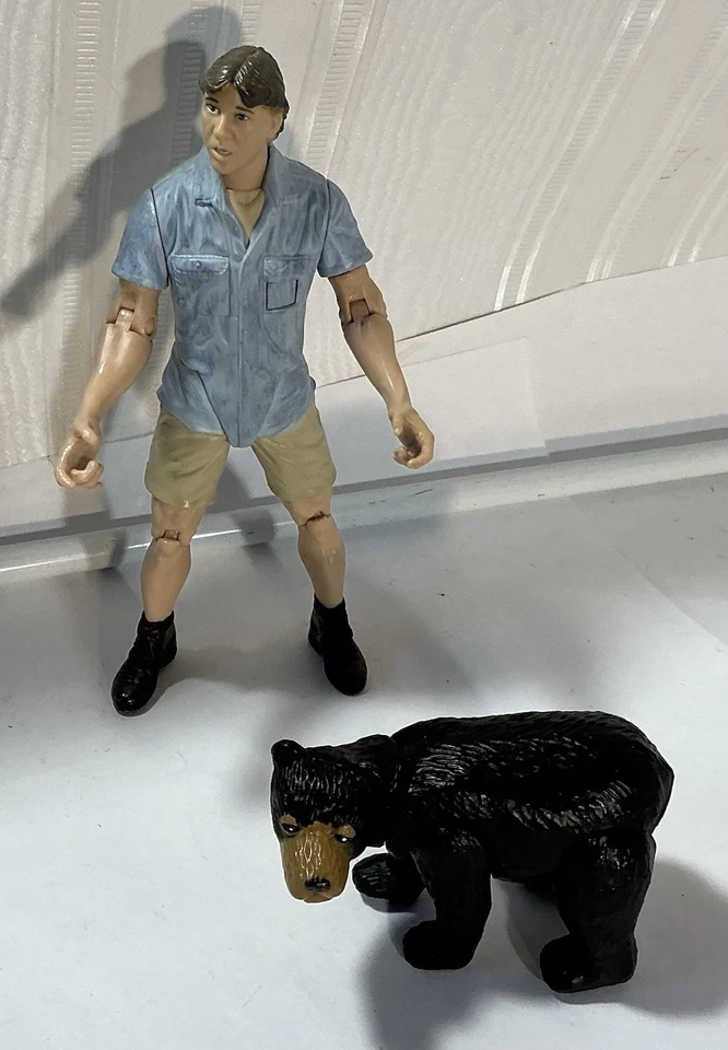 Steve Irwin Talking Crocodile Hunter 6.5”T Blue Shirt & 2001 Black Bear K&M 3”L - Image 4 of 4