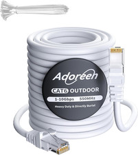Cat 6 Outdoor Ethernet Cable 300 Ft White, High Speed Heavy Duty Long Internet N