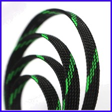 30ft PET Expandable Sleeving Wire Cable Sleeve 1/2", Green Black
