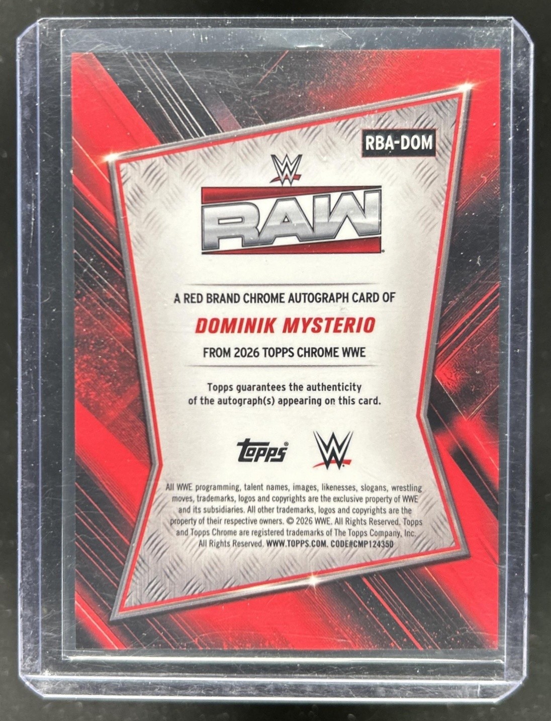 2026 Topps Chrome WWE Dominik Mysterio Red Brand Auto Autograph #RBA-DOM view 2