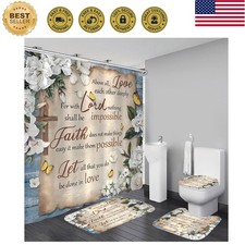 White Camellia Flower Shower Curtain Sets Inspirational Quotes with Yellow Bu...