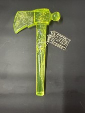 Green Vaseline glass Native American Indian tomahawk axe uranium arrowhead