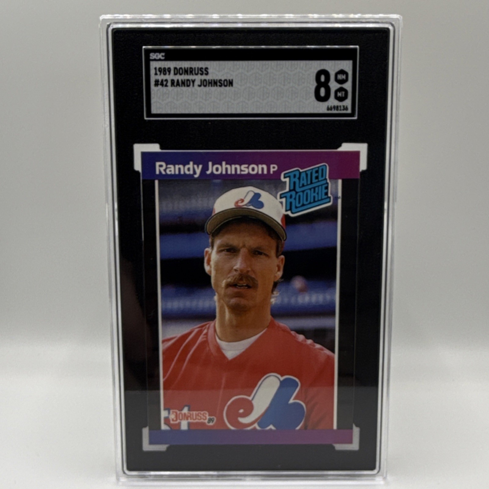Donruss 1989 Rated Rookie Randy Johnson #42 SGC 8 Montreal Expos *Denotes* Back
