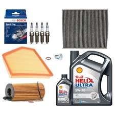 6L SHELL AG OIL AIR CABIN & PLUGS SERVICE KIT FOR BMW 330E 2.0 MSPORT F30 12-18