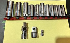 Proto 3/8" Drive 14 pc. Deep Well Socket Set 1" to 3/8" SAE 6 Pt. USA