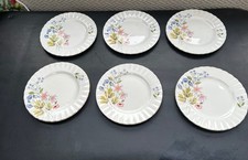 RICHMOND Bone China WILD ANEMONE Side Plates Floral Gold Ribbed x 6