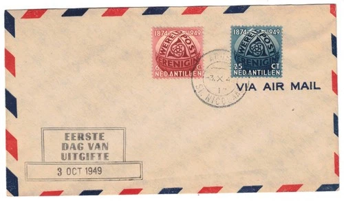 1949 Netherlands Antilles Scott 206-7 UPU FDC