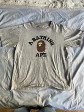 A Bathing Ape Men's Short Sleeve T-Shirt - College Tee Size L Grey