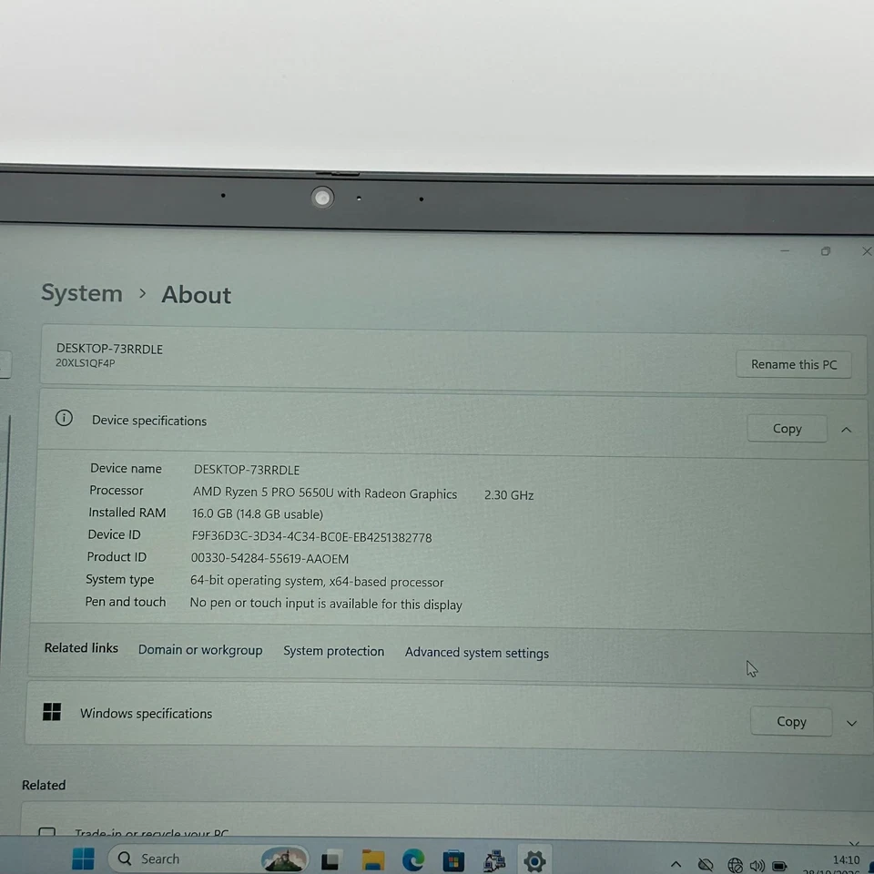 Lenovo ThinkPad T14 G2 · Ryzen 5 PRO 5650U · 16GB · 256GB, photo 3 of 5