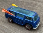 Vintage 1969 Hot Wheels Redline Blue Beach Bomb Volkswagen Bus Dark Interior