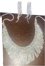Claire's Elegant Sparkling Crystal Rhinestone Necklace And Earrings Set.