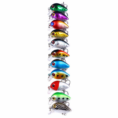 11PCS/Set Swimbait 3cm/1.5g Minnow Fishing Lure Hooks Tackle Hard Bait Crankbait