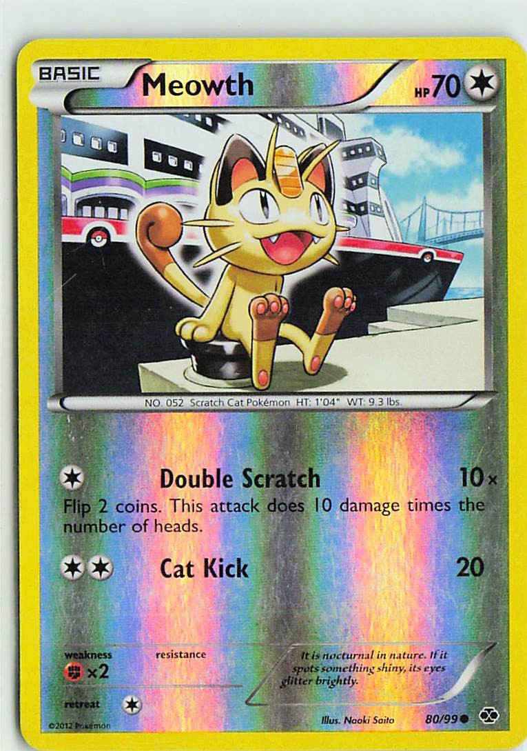Meowth 80/99 Common Next Destinies Pokemon Reverse Holo Damaged