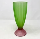 Vintage Libbey Frosted Milkshake Glass Green W/ Watermelon Pedestal