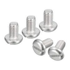 304 Stainless Steel Machine Screws, 5pcs M6x10mm Slotted Pan Head Bolts