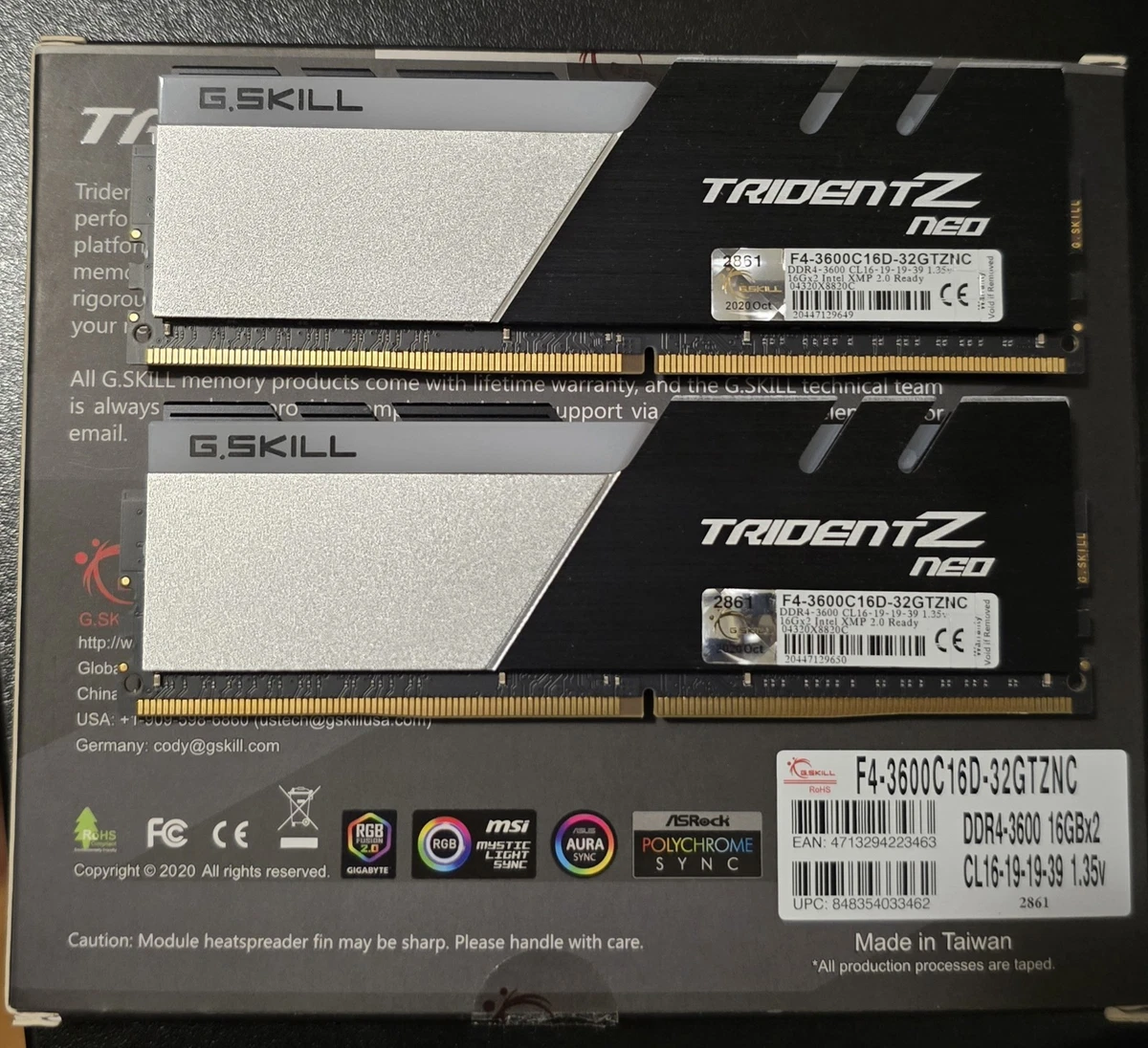 G. SKILL DDR4 SDRAM 16 GB Capacity per Module Memory (RAM) for